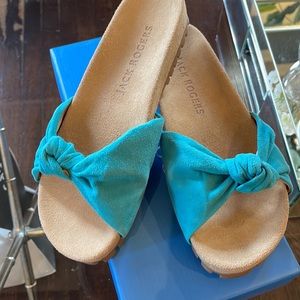 NWT Jack Rogers “Aqua” Knot Phoebe Suede Slide - Women Size 8M